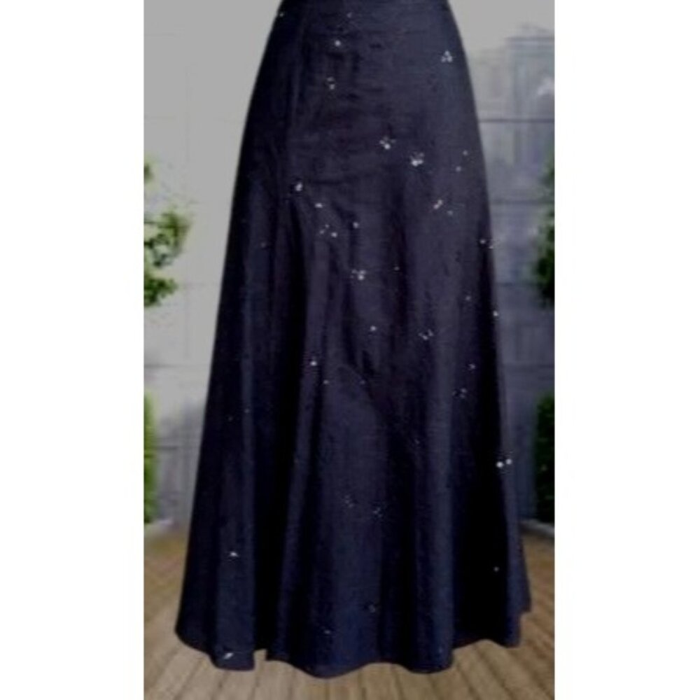Vintage Liz Claiborne Black Sequined Maxi Skirt Size 6 Embroidered Floral READ